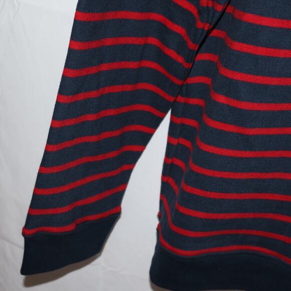 Lands End Crew Neck Cranberry Blue Strip Top Size XL 18 Long Sleeves Pullover - Picture 4 of 11